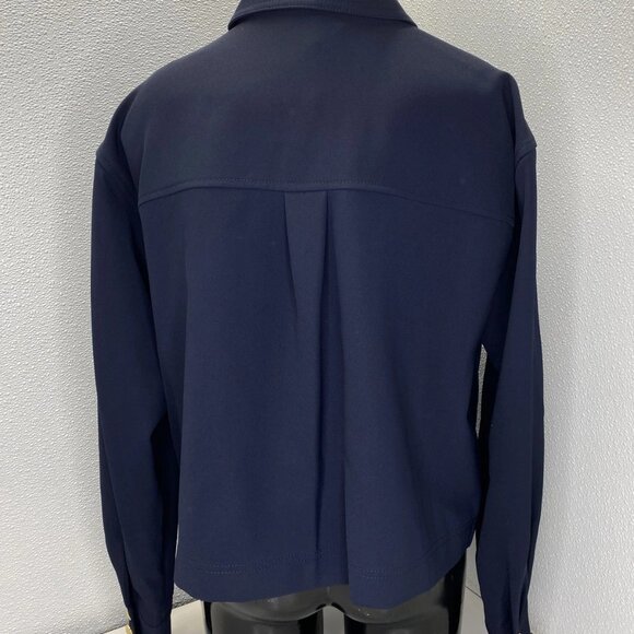 NEW VERONICA BEARD Women's Colivin Cropped Top Navy Blue Size 8 – Long Sleeve - Picture 8 of 11